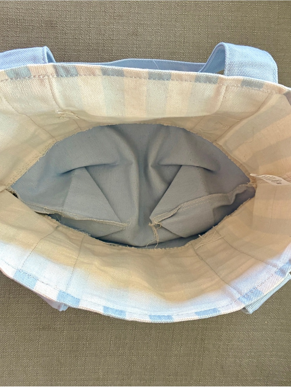 Trader Joe's 2026 Limited Edition Light Blue and Cream Stripe Canvas Tote - Picture 5 of 5